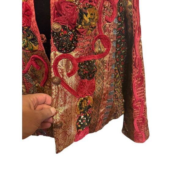 Sandy Starkman Women's Patchwork Brocade Art to Wear Jacket XL Multicolor - Picture 4 of 6